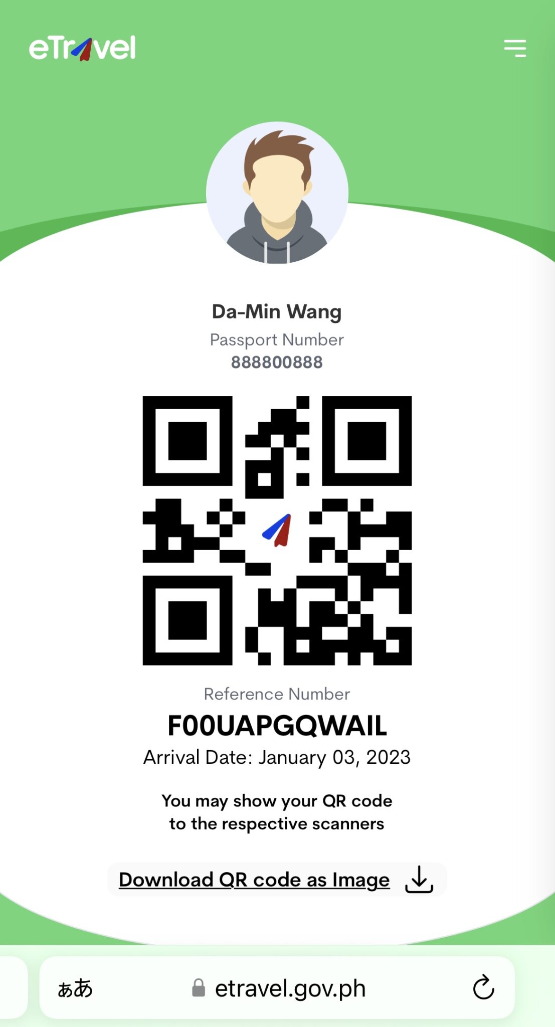 philippines e travel qr code