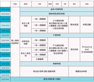 EG暑期遊學團參考日程表